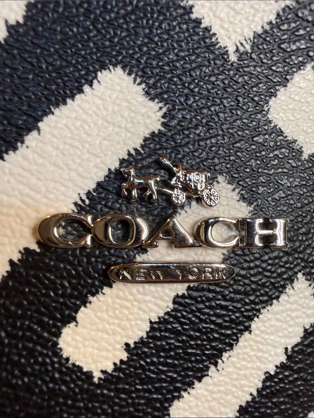 Coach City Tote Black Ivory Geometric Print Coated Canvas Shoulder Bag EUC - Picture 15 of 15